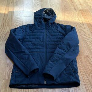 Lululemon men’s small navy down for it all down fill hoodie jacket.
